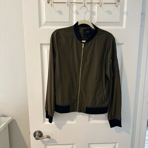 Zara Olive Bomber Jacket Size M